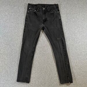 Levis 510 Skinny Fit Jeans Mens 32x30 Black Denim Pants Faded Distressed